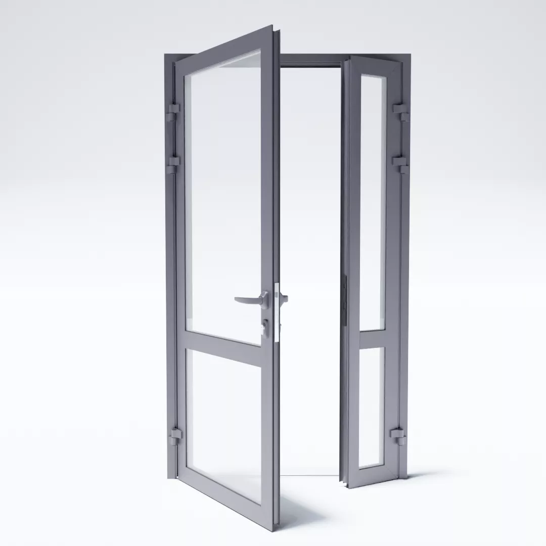 Дверь алюминиевая двустворчатая распашная без терморазрыва (холодная) 